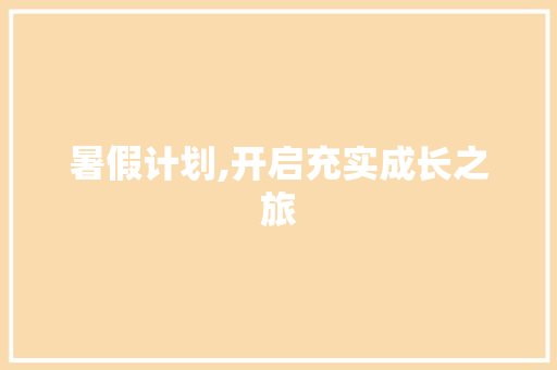 暑假计划,开启充实成长之旅