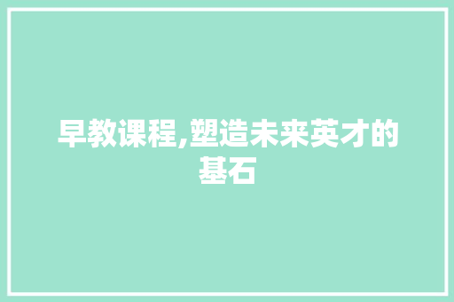 早教课程,塑造未来英才的基石