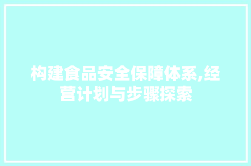 构建食品安全保障体系,经营计划与步骤探索