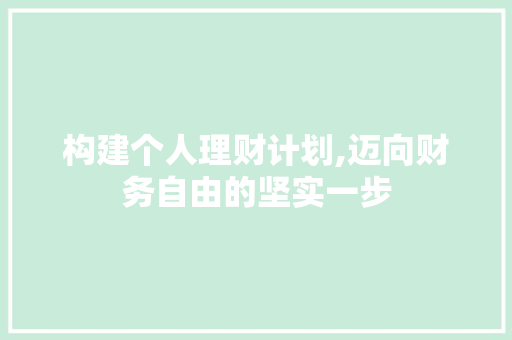 构建个人理财计划,迈向财务自由的坚实一步