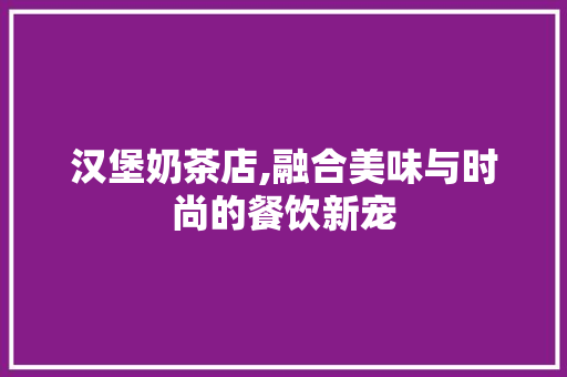 汉堡奶茶店,融合美味与时尚的餐饮新宠