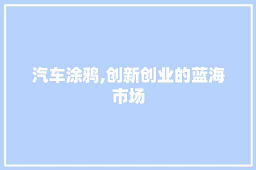 汽车涂鸦,创新创业的蓝海市场