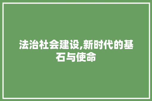 法治社会建设,新时代的基石与使命