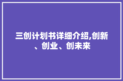 三创计划书详细介绍,创新、创业、创未来