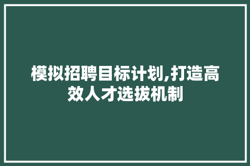 模拟招聘目标计划,打造高效人才选拔机制