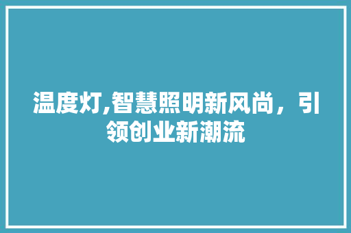 温度灯,智慧照明新风尚，引领创业新潮流