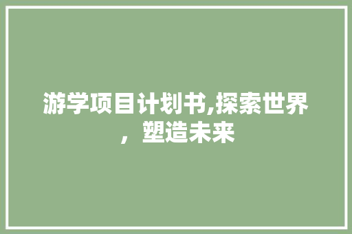 游学项目计划书,探索世界，塑造未来 生活随笔
