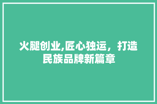 火腿创业,匠心独运，打造民族品牌新篇章