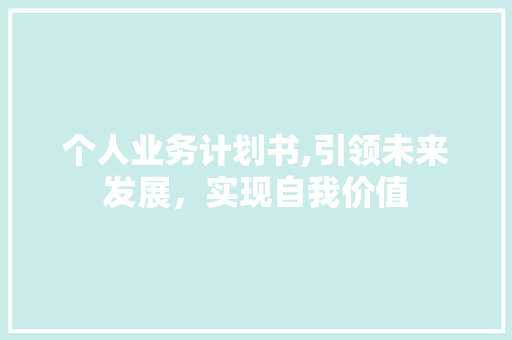 个人业务计划书,引领未来发展，实现自我价值