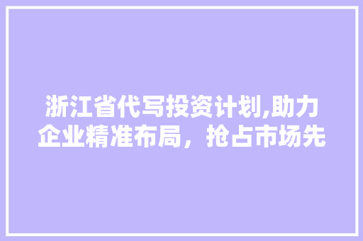 浙江省代写投资计划,助力企业精准布局，抢占市场先机 特写稿