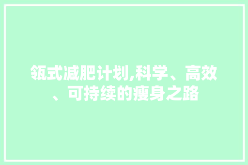 瓴式减肥计划,科学、高效、可持续的瘦身之路