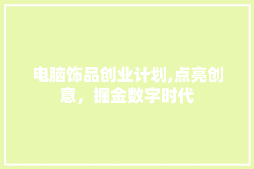 电脑饰品创业计划,点亮创意，掘金数字时代