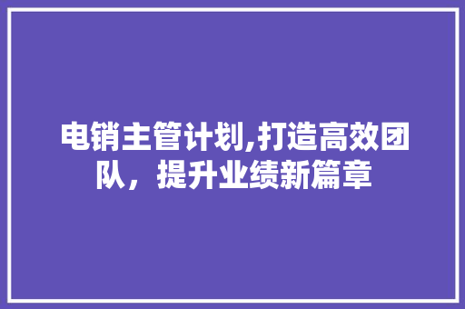 电销主管计划,打造高效团队，提升业绩新篇章 工作类