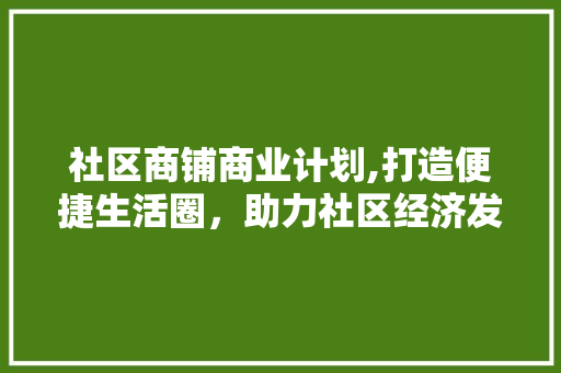 社区商铺商业计划,打造便捷生活圈，助力社区经济发展