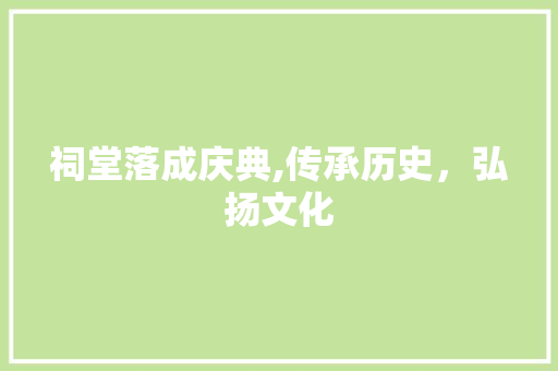 祠堂落成庆典,传承历史，弘扬文化 生活随笔