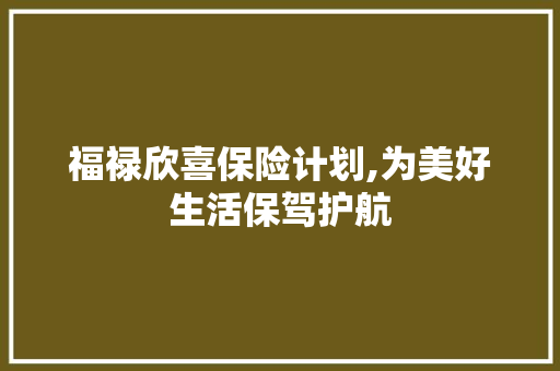 福禄欣喜保险计划,为美好生活保驾护航