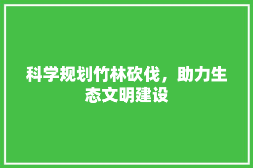 科学规划竹林砍伐，助力生态文明建设 生活感悟