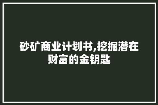 砂矿商业计划书,挖掘潜在财富的金钥匙 工作总结