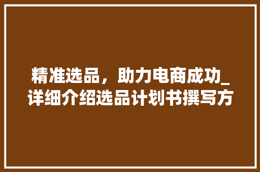 精准选品，助力电商成功_详细介绍选品计划书撰写方法