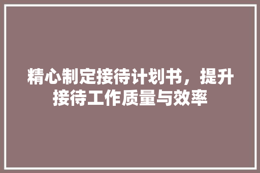 精心制定接待计划书，提升接待工作质量与效率