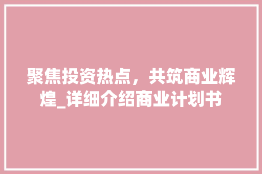 聚焦投资热点，共筑商业辉煌_详细介绍商业计划书