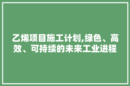 乙烯项目施工计划,绿色、高效、可持续的未来工业进程