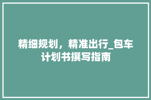 精细规划，精准出行_包车计划书撰写指南 工作报告