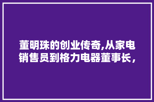 董明珠的创业传奇,从家电销售员到格力电器董事长，她如何用坚韧和创新书写辉煌篇章 商业文稿