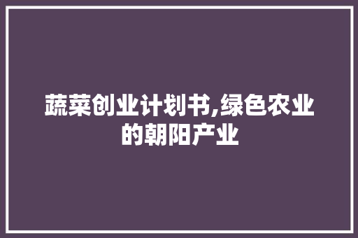 蔬菜创业计划书,绿色农业的朝阳产业