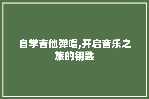 自学吉他弹唱,开启音乐之旅的钥匙