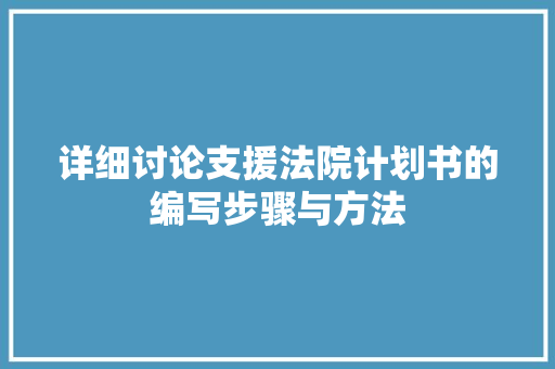 详细讨论支援法院计划书的编写步骤与方法