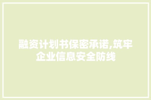 融资计划书保密承诺,筑牢企业信息安全防线