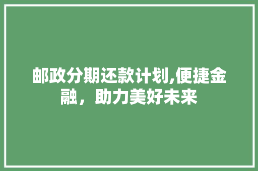 邮政分期还款计划,便捷金融，助力美好未来