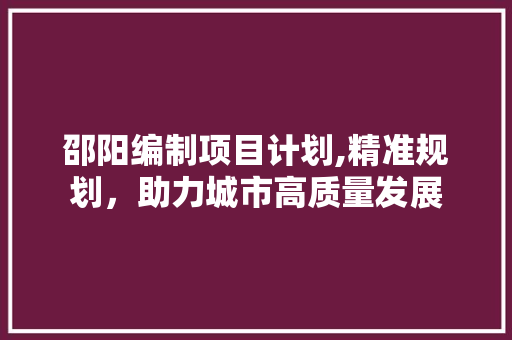 邵阳编制项目计划,精准规划，助力城市高质量发展