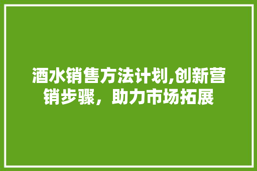 酒水销售方法计划,创新营销步骤，助力市场拓展