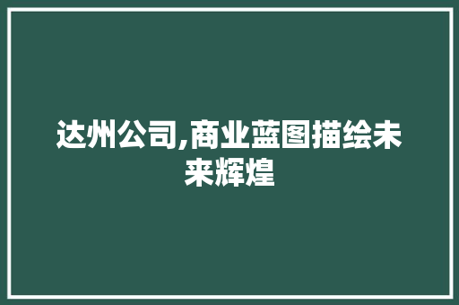 达州公司,商业蓝图描绘未来辉煌