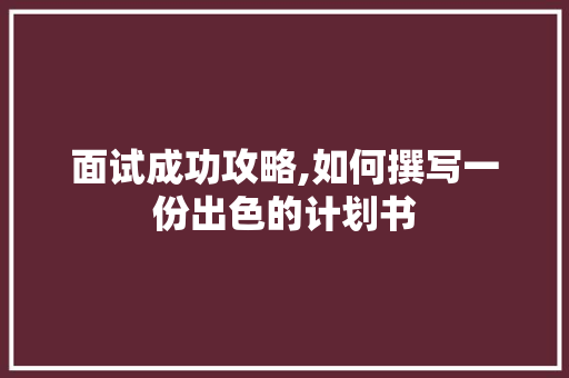 面试成功攻略,如何撰写一份出色的计划书