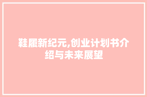 鞋履新纪元,创业计划书介绍与未来展望