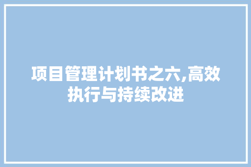 项目管理计划书之六,高效执行与持续改进 工作报告