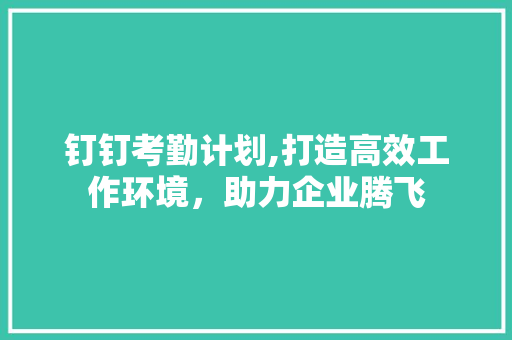 钉钉考勤计划,打造高效工作环境，助力企业腾飞 生活感悟
