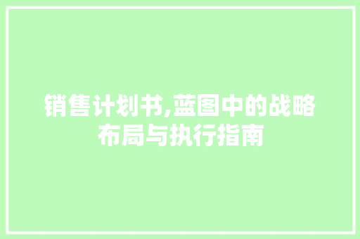 销售计划书,蓝图中的战略布局与执行指南