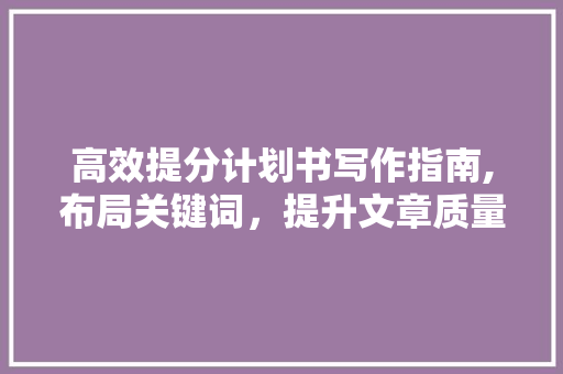 高效提分计划书写作指南,布局关键词，提升文章质量