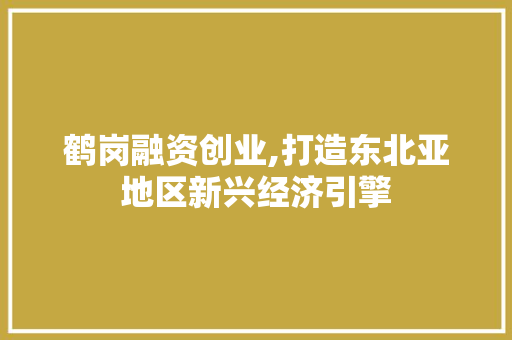鹤岗融资创业,打造东北亚地区新兴经济引擎