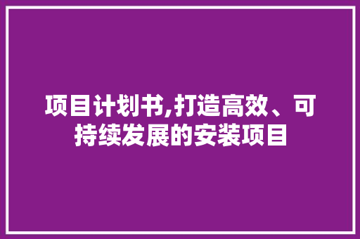 项目计划书,打造高效、可持续发展的安装项目 工作报告