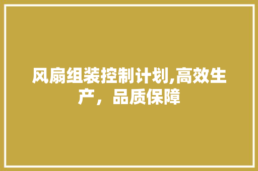 风扇组装控制计划,高效生产，品质保障 工作报告