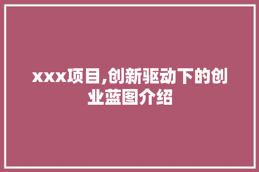 xxx项目,创新驱动下的创业蓝图介绍 工作总结