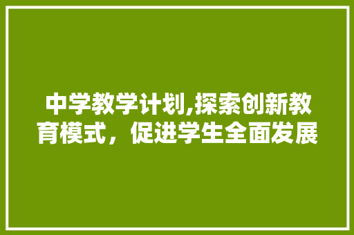 中学教学计划,探索创新教育模式，促进学生全面发展