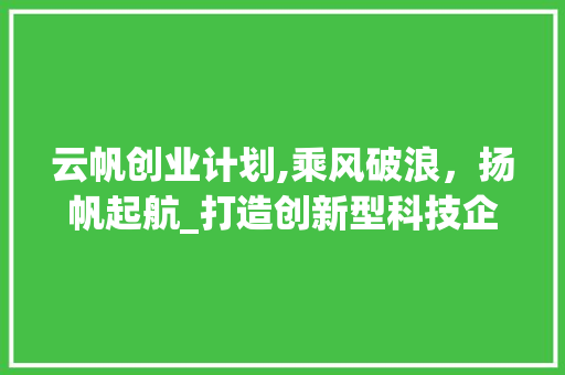 云帆创业计划,乘风破浪，扬帆起航_打造创新型科技企业的宏伟蓝图 工作类