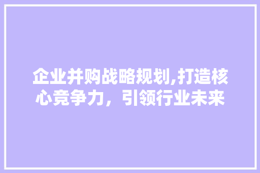 企业并购战略规划,打造核心竞争力，引领行业未来