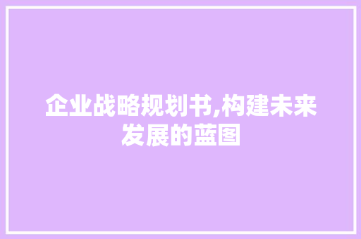 企业战略规划书,构建未来发展的蓝图